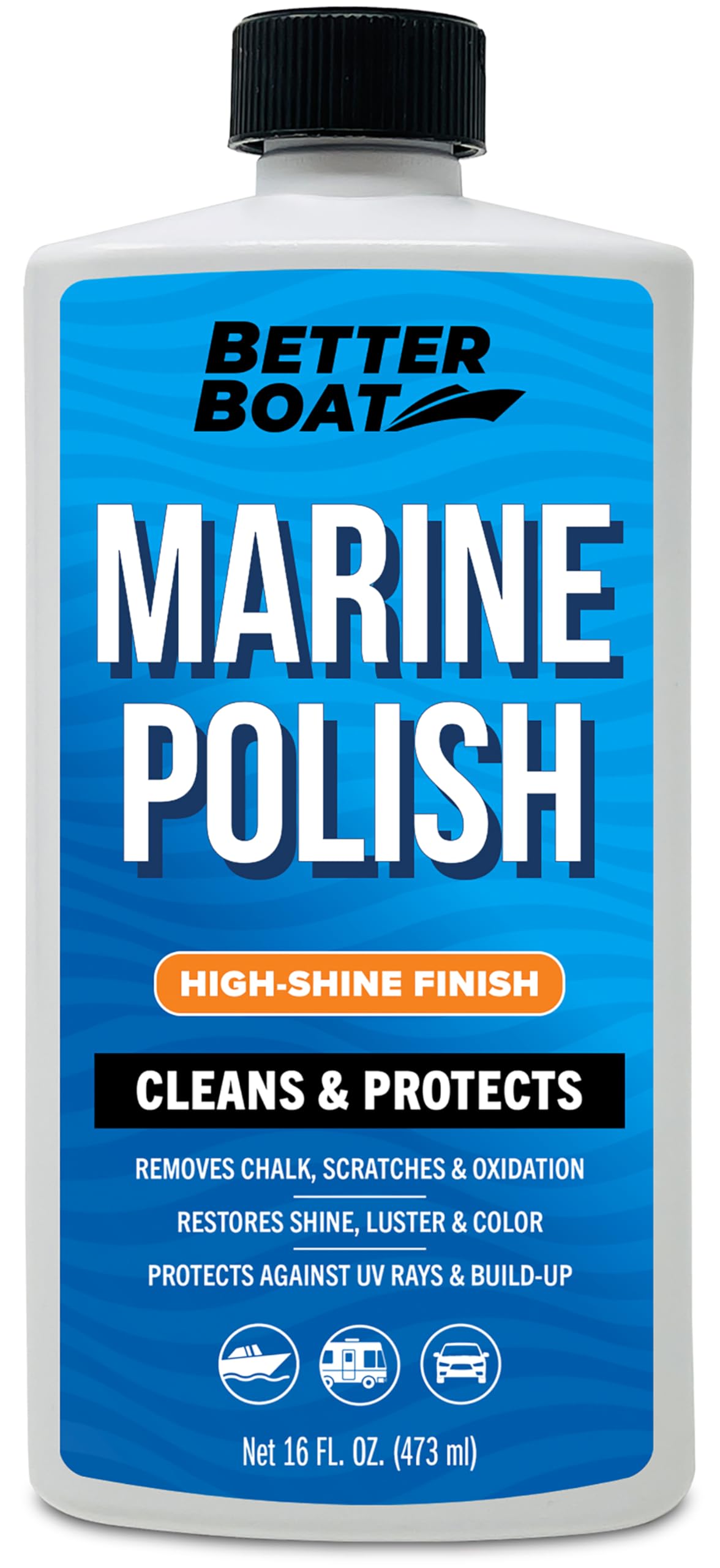 Marine Polish High-Gloss Gel Coat Restorer, Oxidation Remover with UV Protection for Fiberglass, Metal, Painted Surfaces, Boats, and RVs - Better Boat