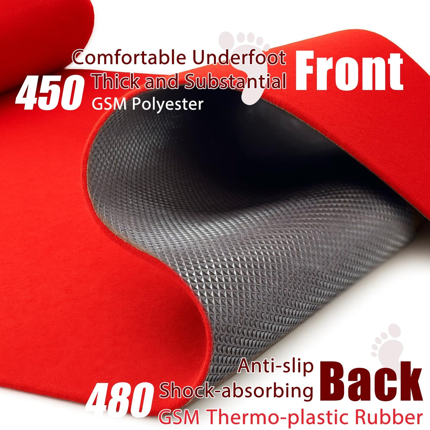 Red Carpet Runner 3x10 ft, Extra Thick 450 GSM Aisle Runner Rug, Non Slip 480 GSM TPR Rubber Backed Event Carpet Runner for Wedding, Party, Prom, Hollywood Runway, VIP Entrance