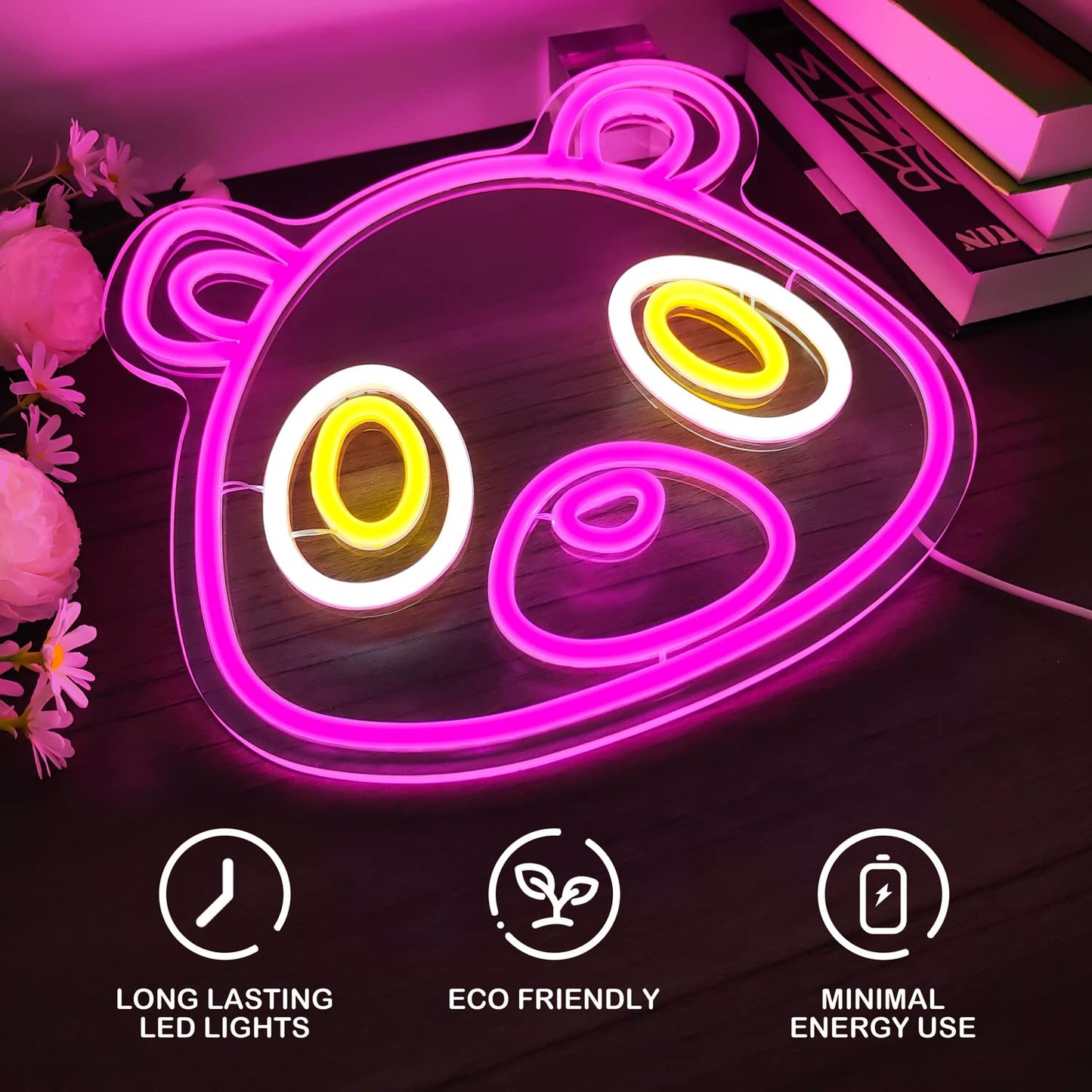 Graduation Bear Neon Sign Pink Bear Neon Light Sign Cartoon Graduation LED Neon Signs for Wall LED Signs Light up Signs for Bedroom Graduation Party Kids Room Wall Decor Birthday Grad Gifts