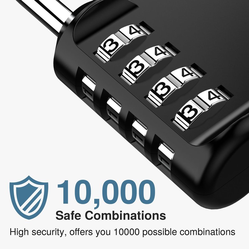 Puroma 3 Pack Combination Lock for Locker 4 Digit Outdoor Waterproof Padlock for School, Gym, Sports, Fence, Toolbox, Gate, Case, Outdoor, Hasp Storage, Cabinets (Black)