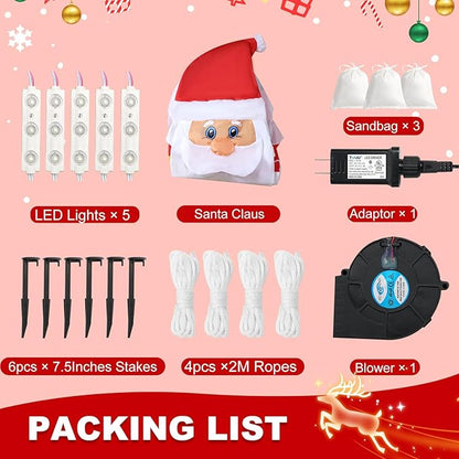 8ft Double-Sided Rotating Inflatable Snowman and Santa Claus Yard Decorations, Christmas Blow Up Decor for Indoor and Outdoor
