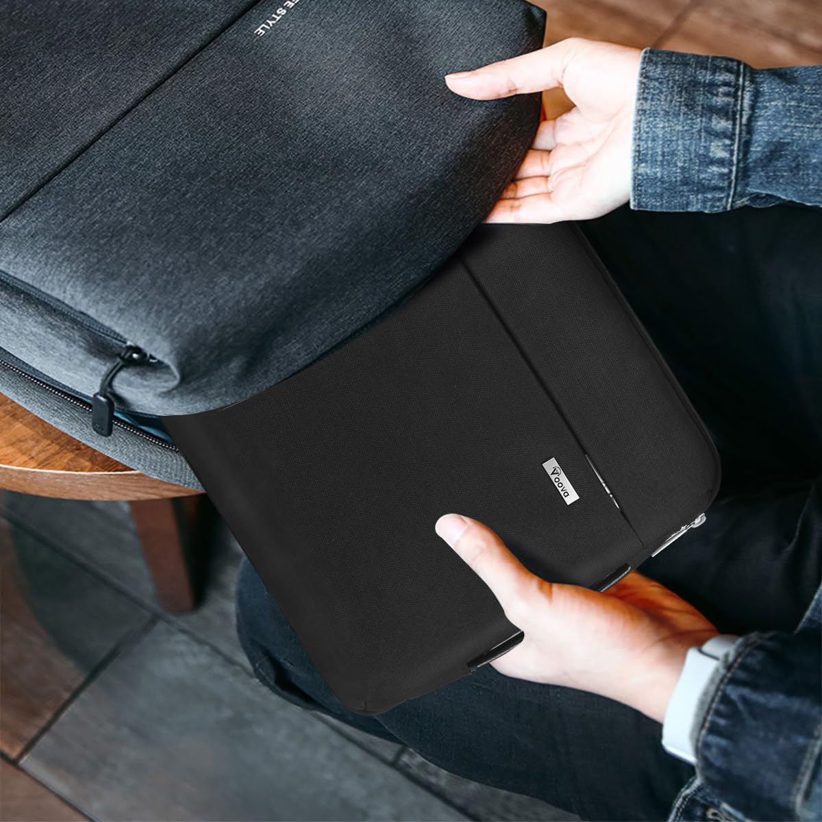 Voova Laptop Sleeve Case 13 13.6 Inch with Handle, 360°Protective Waterproof Slim Computer Bag Cover Compatible with MacBook Air 13 M1/M2/M3/M4 2020-2024, MacBook Pro 13, IPad Air/Pro 13, Black