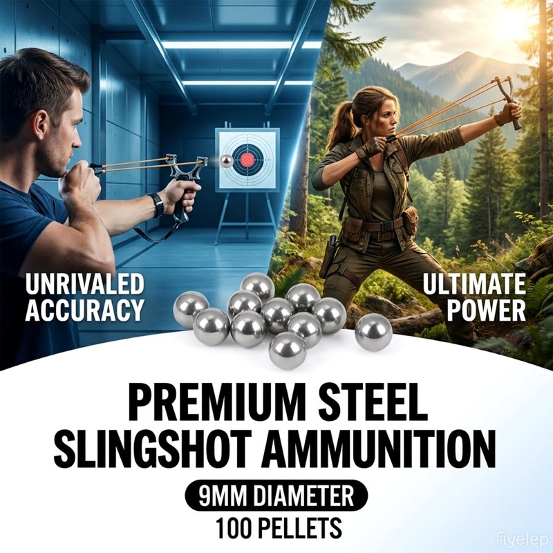Sukh Slingshot Ammo - Steel Sling Shot Ammo Balls 9mm Ammo Professional Balls for Hunting & Shooting, Target, Competition，Practice (0.9 Pound)