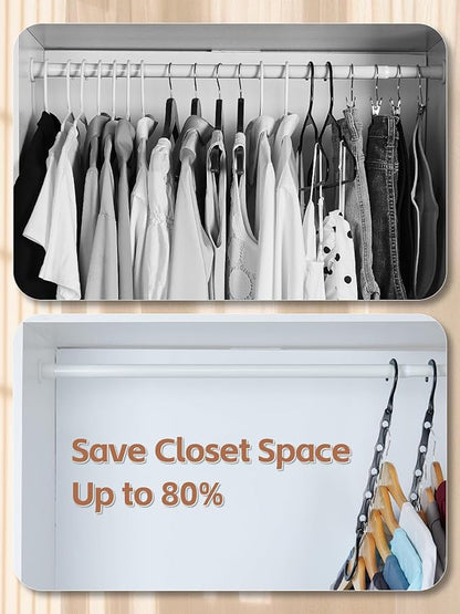 HOUSE DAY Space Saving Hangers Black, 16 Pack, Smart Closet Organizer Space