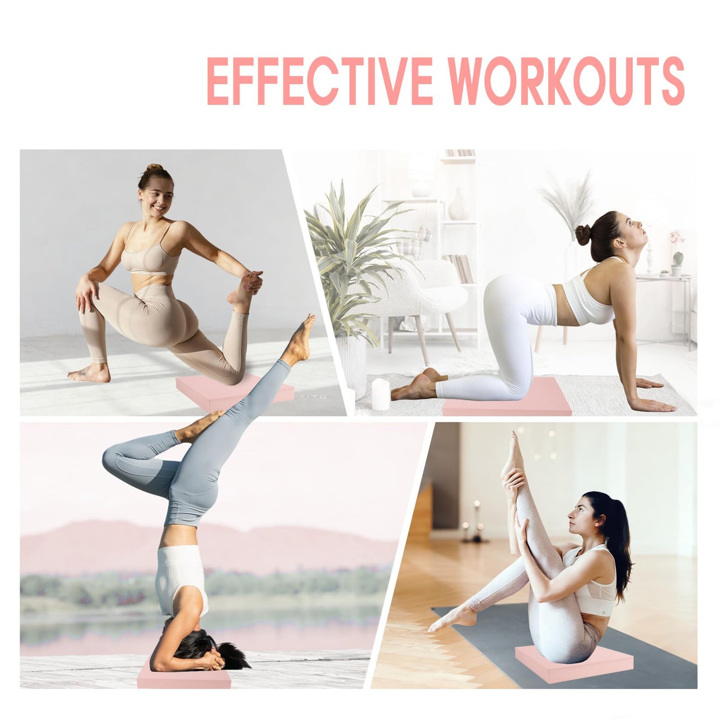 MBKHFLL Exercise Balance Pad，Balance Foam Mat for Physical Therapy Equipment & Strength Stability Training, Slip Resistant Foam Mat for Yoga, Pilates, Meditation，Gardening knee pads (Pink)