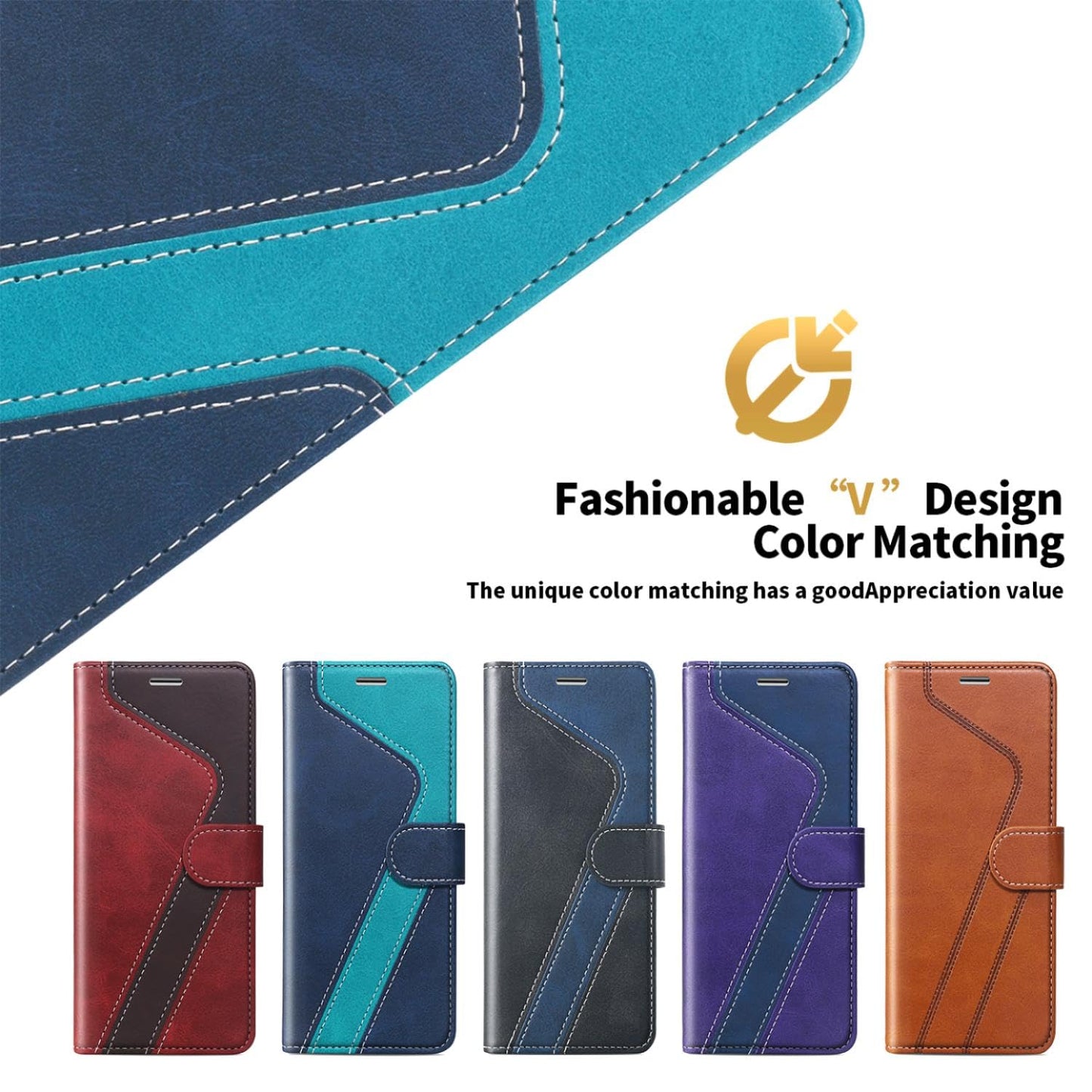 CIVICASE for Samsung Galaxy A42 Wallet Case,Premium Leather Flip Case [RFID Blocking] Credit Card Holder Folio Magnetic Stand TPU Shockproof Cover Color Matching for Samsung A42 (6.6") Blue Green