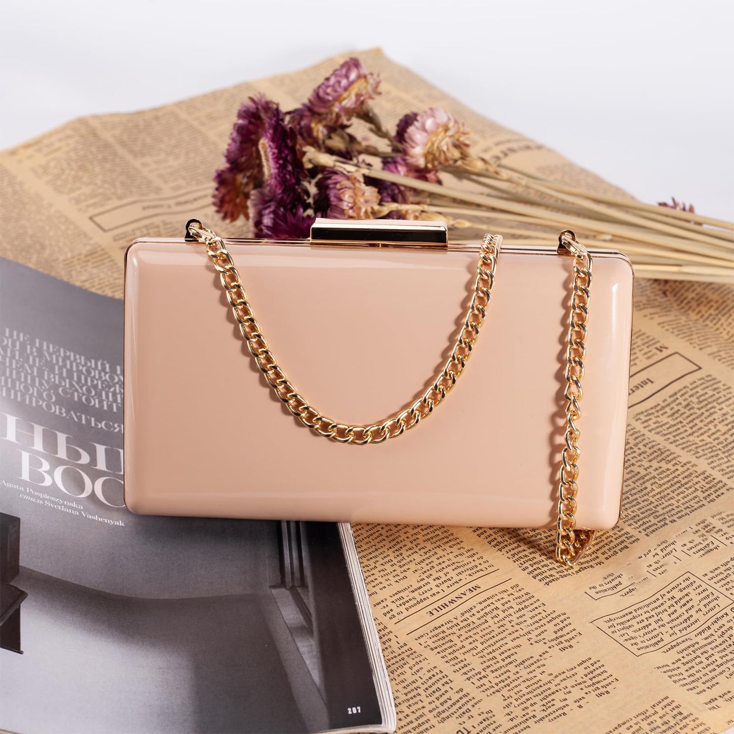 Hupifaz Evening Purse - Small Clutch Purses for Women Wedding and Party, Women's Formal Evening Bag (Nude)