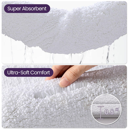 DEXI Bathroom Rug 36x24, Non Slip Washable Bath Mat for Shower Floor, Absorbent Soft Bathmat with Rubber Backing, Quick Dry Microfiber Carpet, White