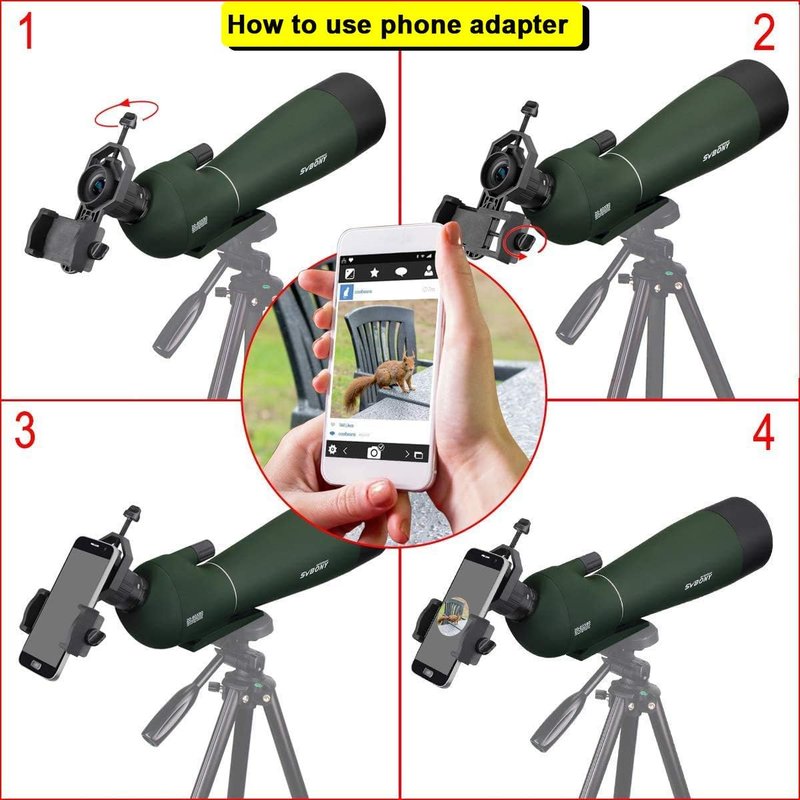 SVBONY SV28 Spotting Scope - 15-45x50mm Zoom Lens, Waterproof & Fogproof for Bird Watching | Tripod & Phone Adapter Included