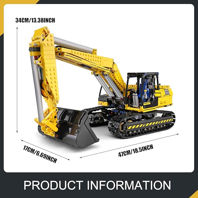 Mould King 13112 RC Excavator Building Set 1830 Pieces Building Blocks APP Remote Control Truck Construction Vehicles Model with Motor STEM Engineering Toys for Adult