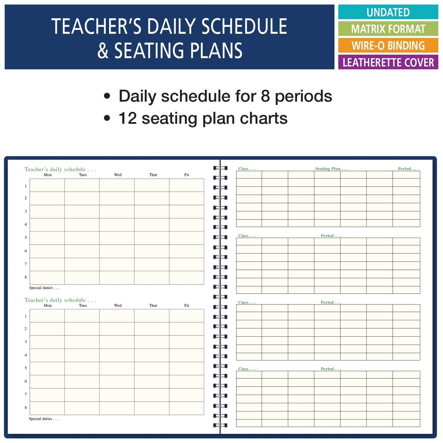 Elan Publishing Company Combination Wide Plan and Record Book: One Efficient 8-1/2" X 11" Book for Lesson Plans and Grades Combines 8WPL and R9310 - (WC-8)