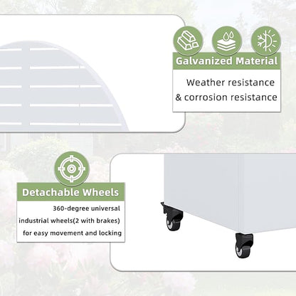 Casaphoria Metal Raised Garden Bed with Trellis and Wheels, 72"x35"x16" Arched Planter Box for Climbing Plants, Vegetables & Vines, Features Drainage Holes and Privacy Screen (White-Louvered)