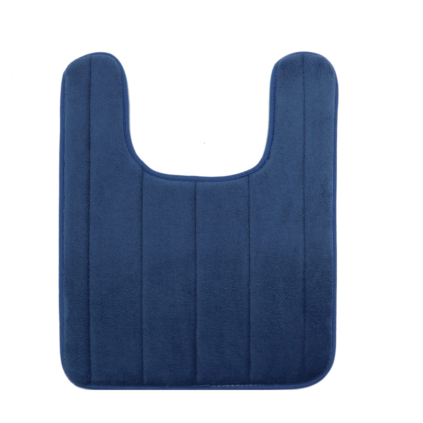 Lifup Soft U-Shaped Bathroom Rug, Memory Foam Bath Mat, Non Slip Water Absorption Dry Fast Toilet Mat, Bathroom Floor Mat Navy Blue 1.3 x 1.6 Feet
