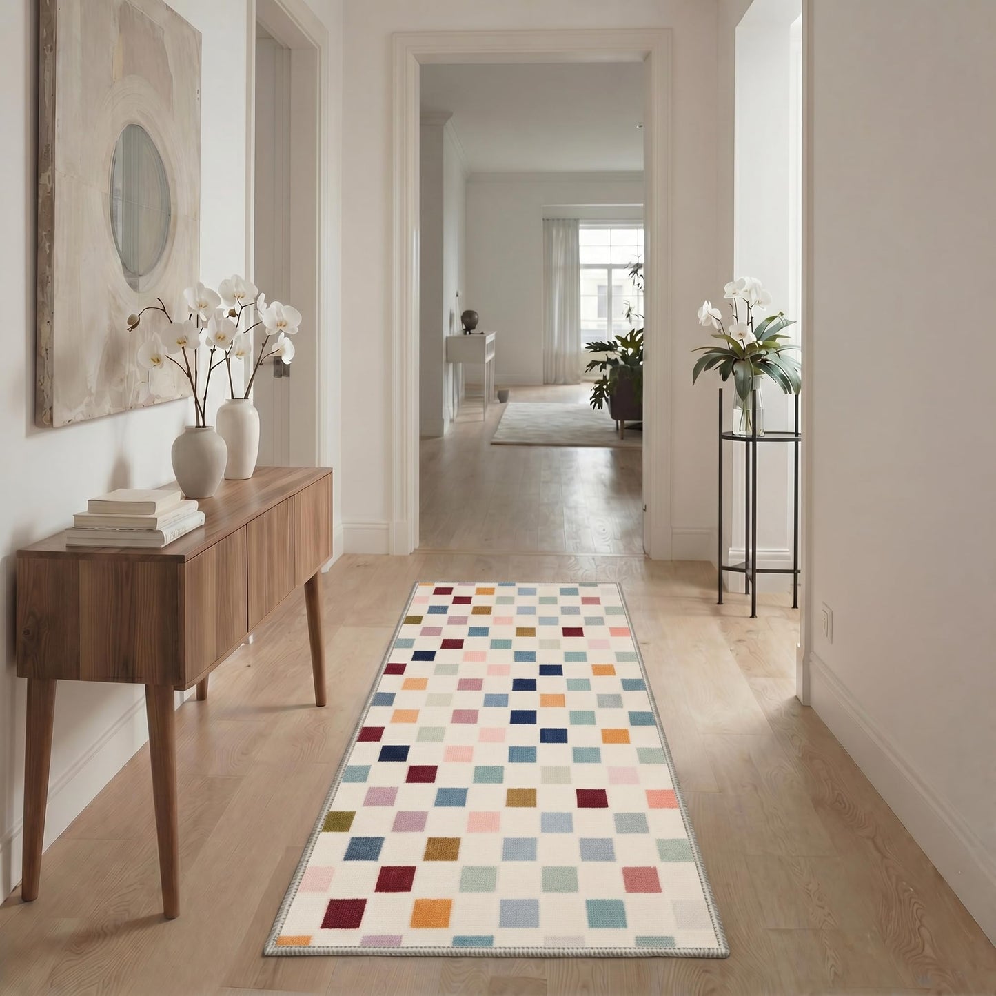 Bavni 2x5 Runner Rugs Non Slip Washable, Low Pile Lightweight Print Rug for Hallway Kitchen Laundry Room Bedroom Bathroom, Muted Multicolor