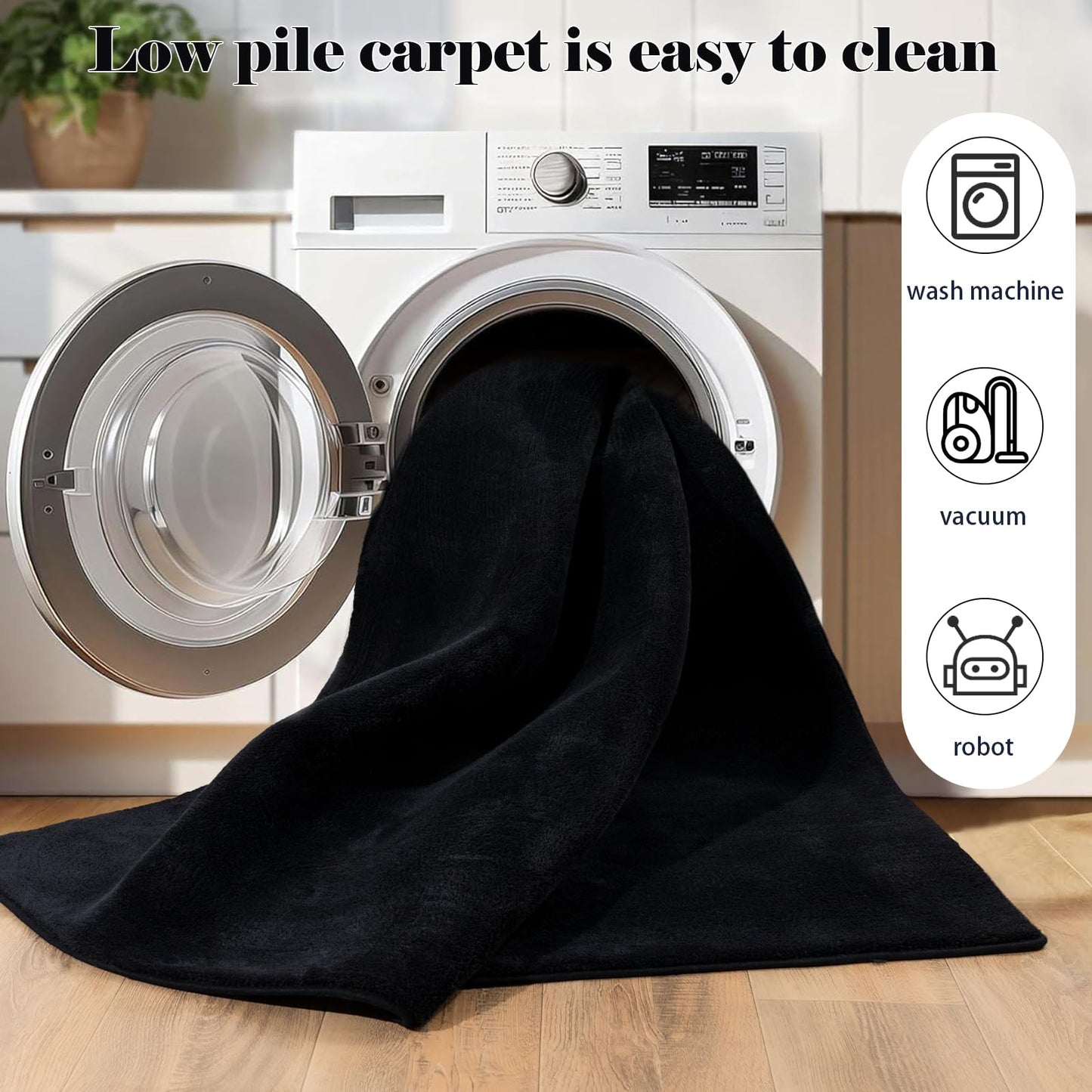 QDUIDU Large Area Rugs for Bedroom Living Room - 5x8 Feet Ultra Soft Black Rug Thickened with Memory-Foam, Solid Modern Minimalist Carpets for Home Decor, Non-Slip and Comfy Nursery Room Rugs