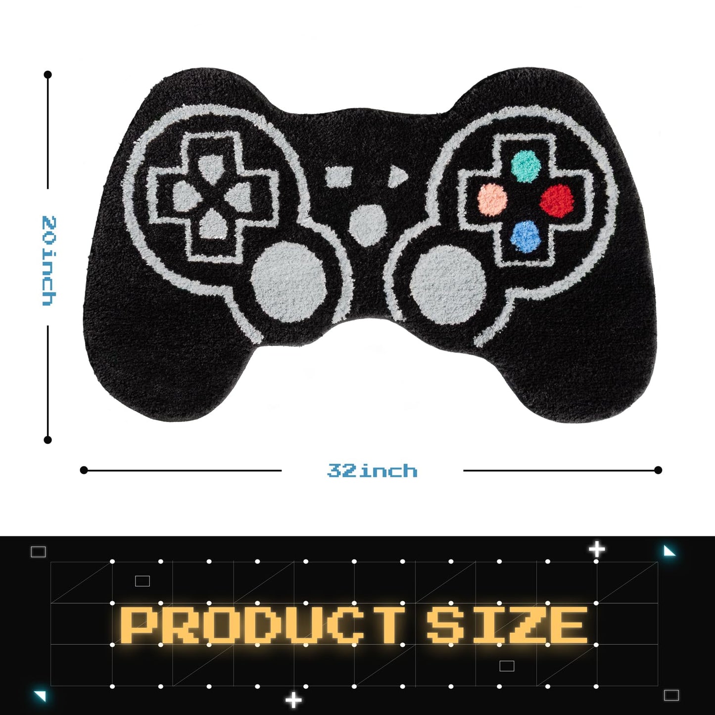 TANVILL Funny Bath Mat, Cute Black Gamepad Bathroom Rug