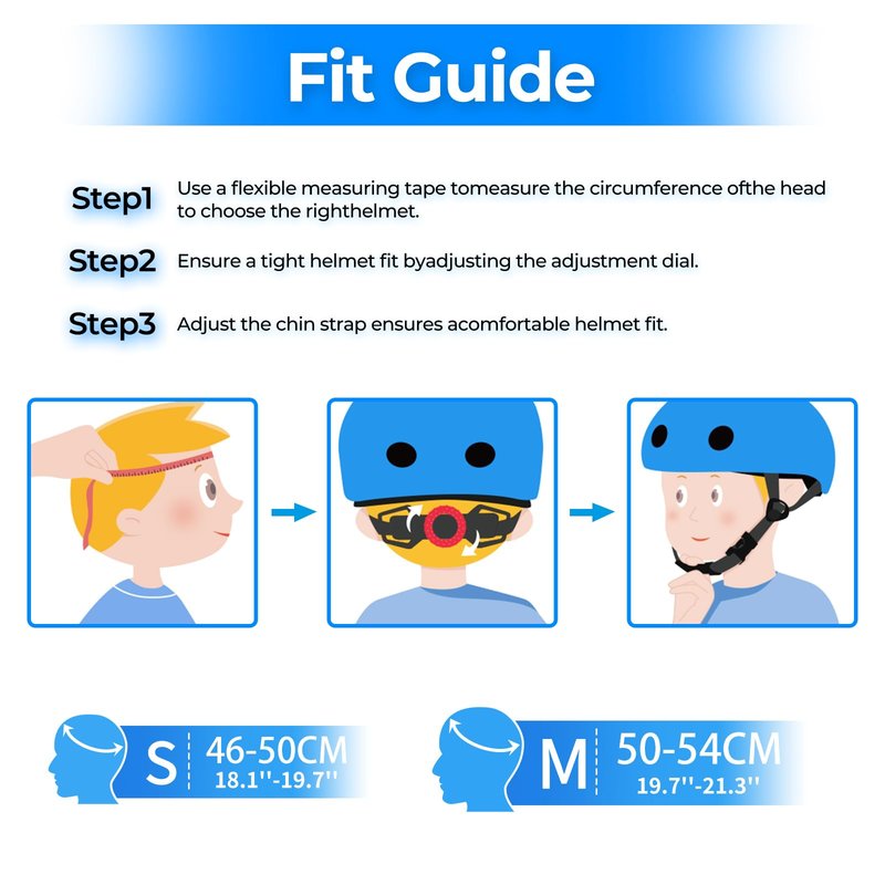 MammyGol Boys Bike Helmet Kids Skateboard Helmets Adjustable Multi-Sport Protective Gear Set Lightweight Helmet Girls Toddler for Skate Scooter Ages 4-8 (Blue)