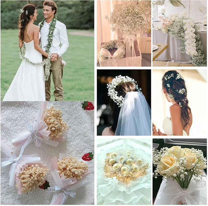 Babys Breath Dried Flowers Bouquet-17'' 3200+ Ivory Dry Flowers, Natural Gypsophila Branches for Wedding, Home Table Vase Decor, DIY Wreath Floral, Fall Thanksgiving Autumn Decoration (Brown, 3.5oz)