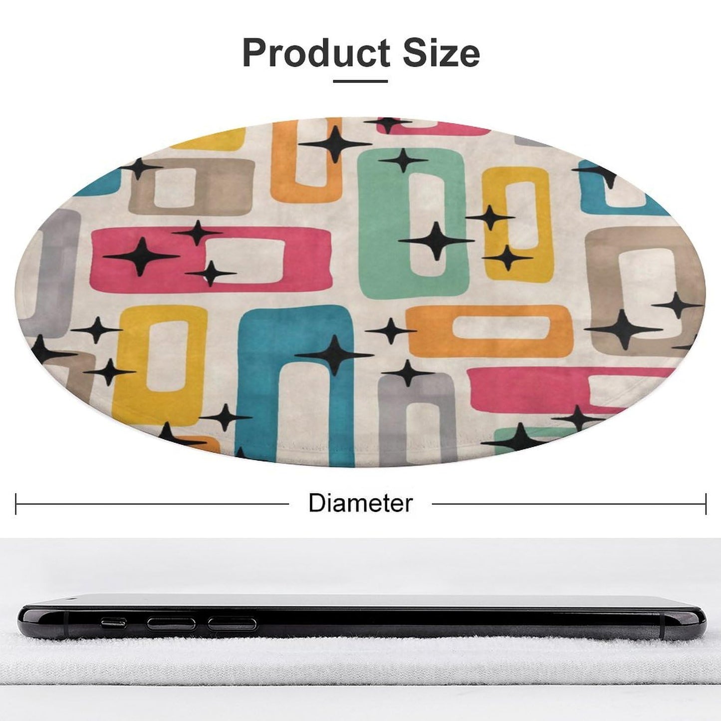 Mid-Century Modern Atomic Art Ultra Soft Non-Slip Area Rugs Indoor Coral Velvet Floor Mat Short Flannel Carpet for Living Room Bedroom Dining Room