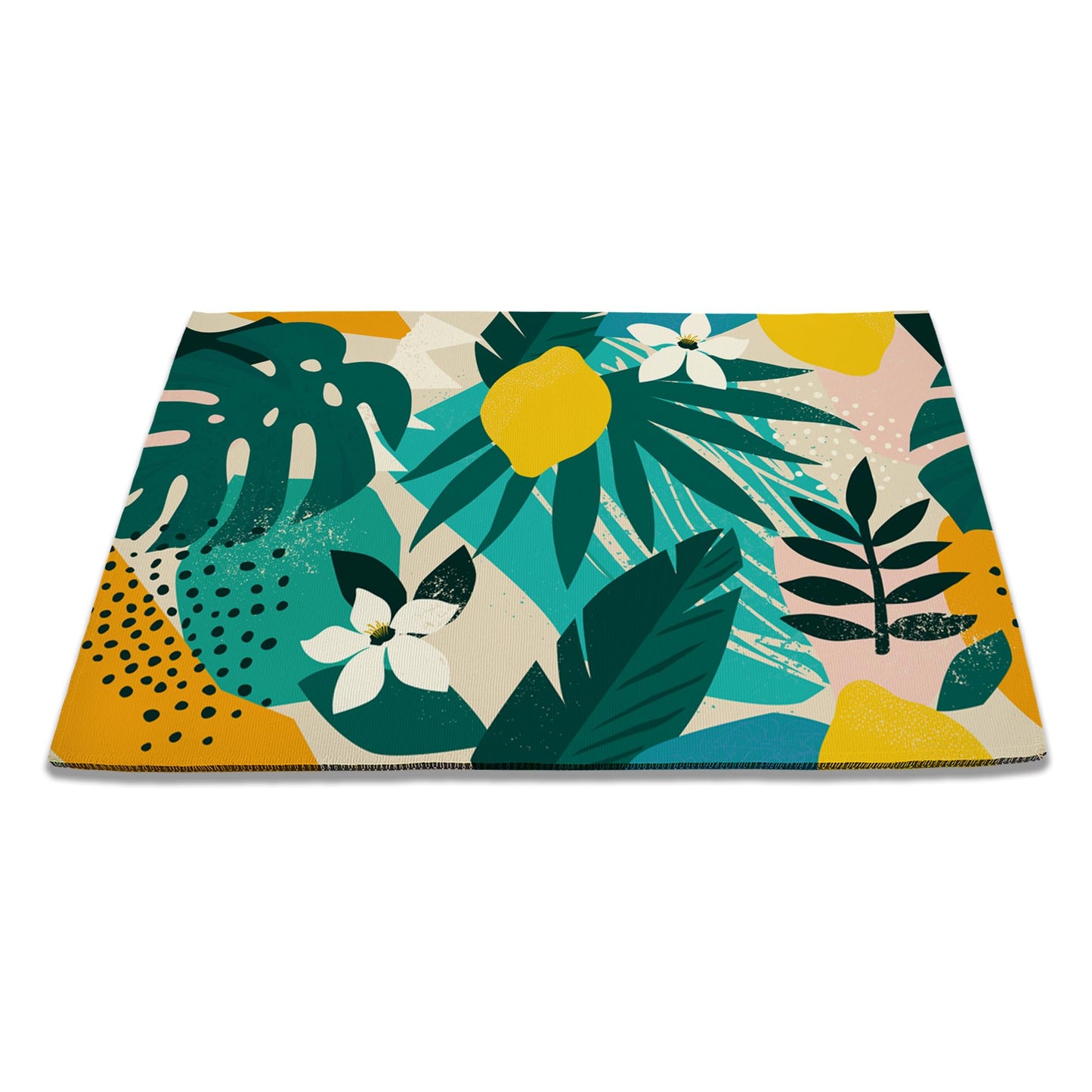 SPUNKER Abstract Modern Welcome Mat - Tropical Palm Leaves, Indoor/Outdoor, Low-Profile, 17''x30''
