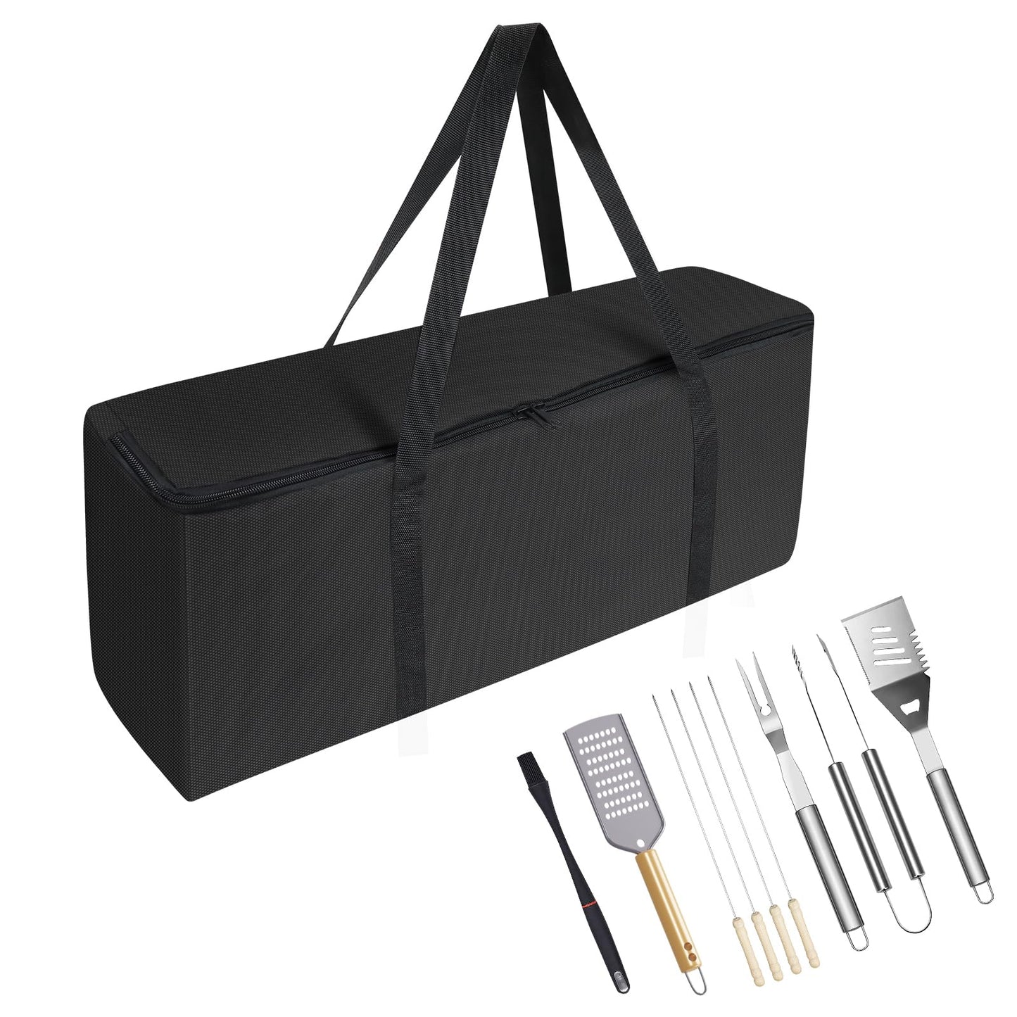 BBQ Tool Storage Bag, Heavy Duty Tools Bag, 600D Oxford Cloth, Outdoor Grill Accessories Bag for Camping Picnic Trip (22X5X8Inch)