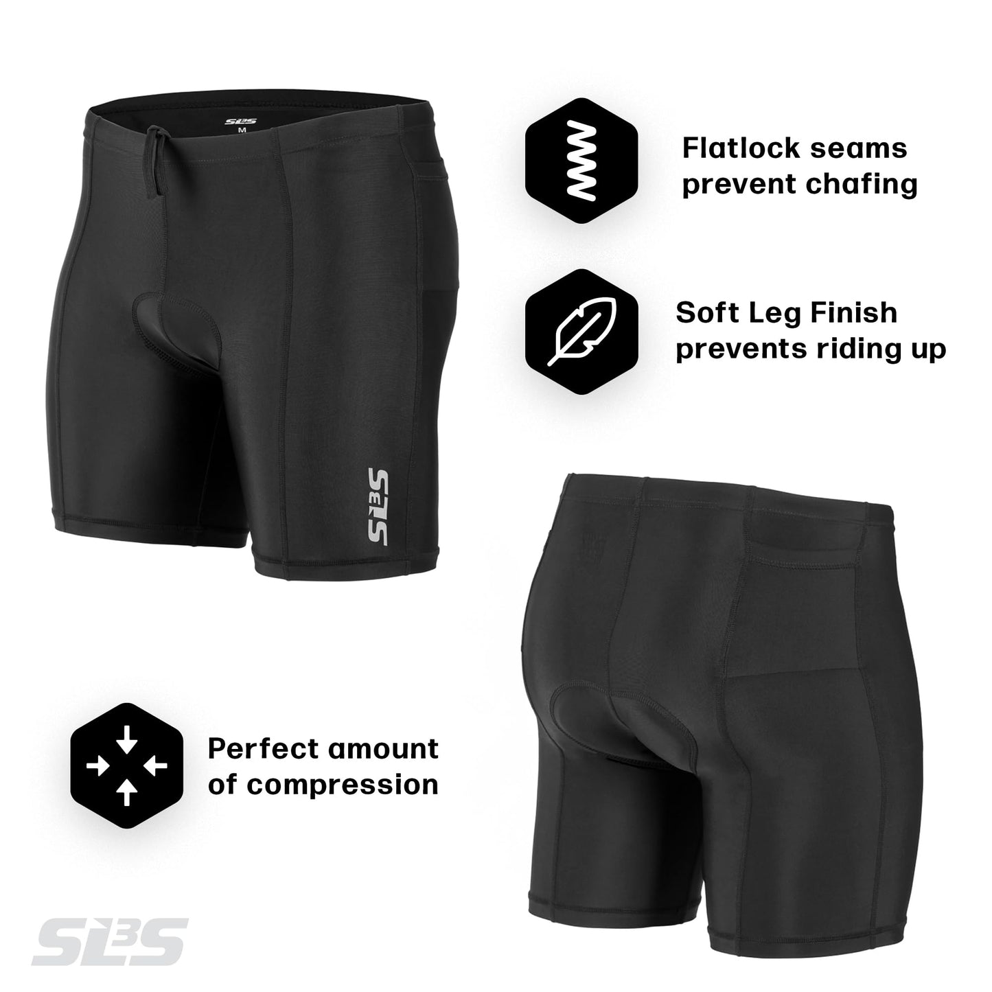 SLS3 Triathlon Shorts Mens – Tri Shorts Mens – 2 Pockets FRT – Designed by Athletes for Racing (Midnight, X-Large)