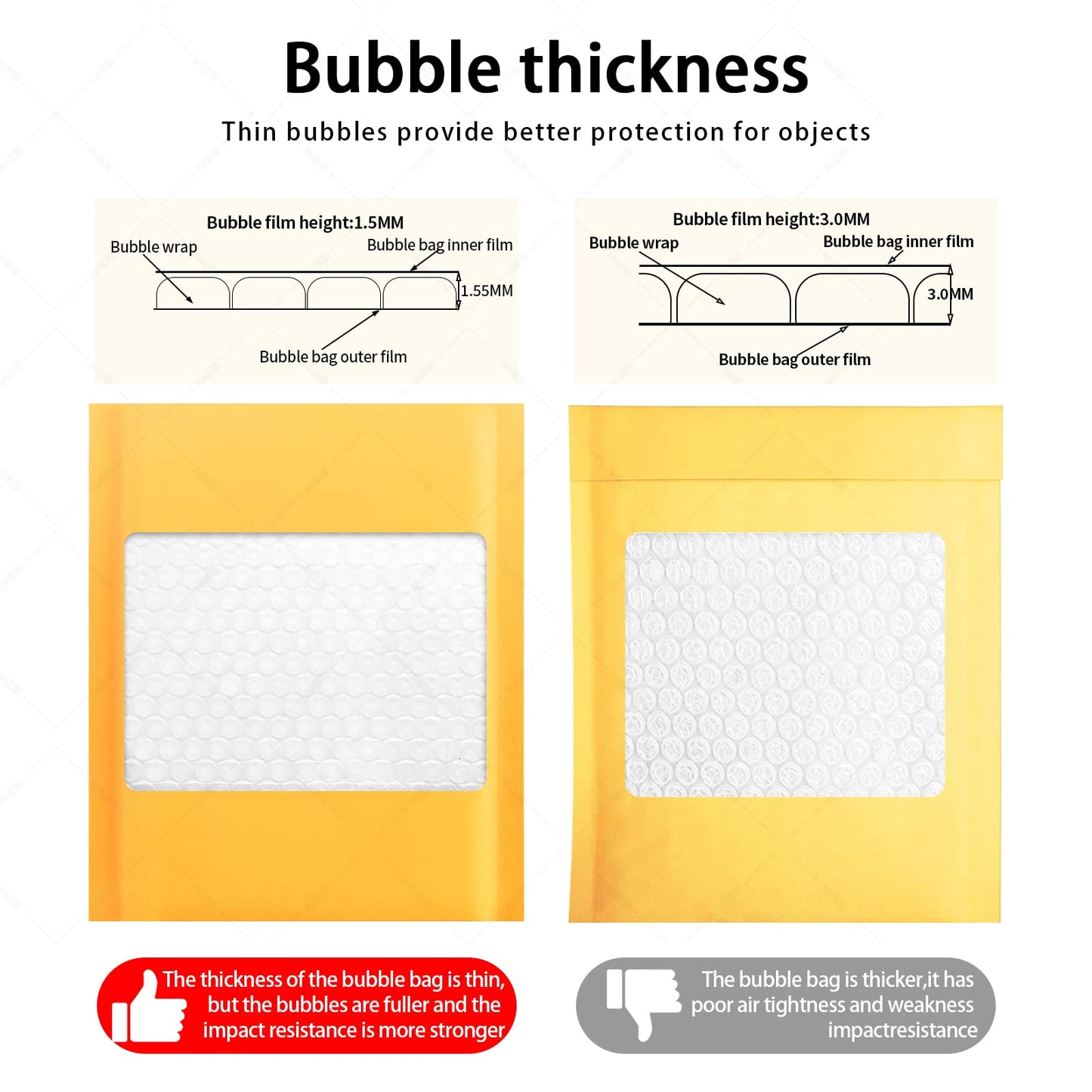 packbabol Kraft Bubble Mailers 8.5x11 Inch 50 Pcs,Small Self-Sealing Mail Shipping Bags,Yellow Padded Envelopes #2