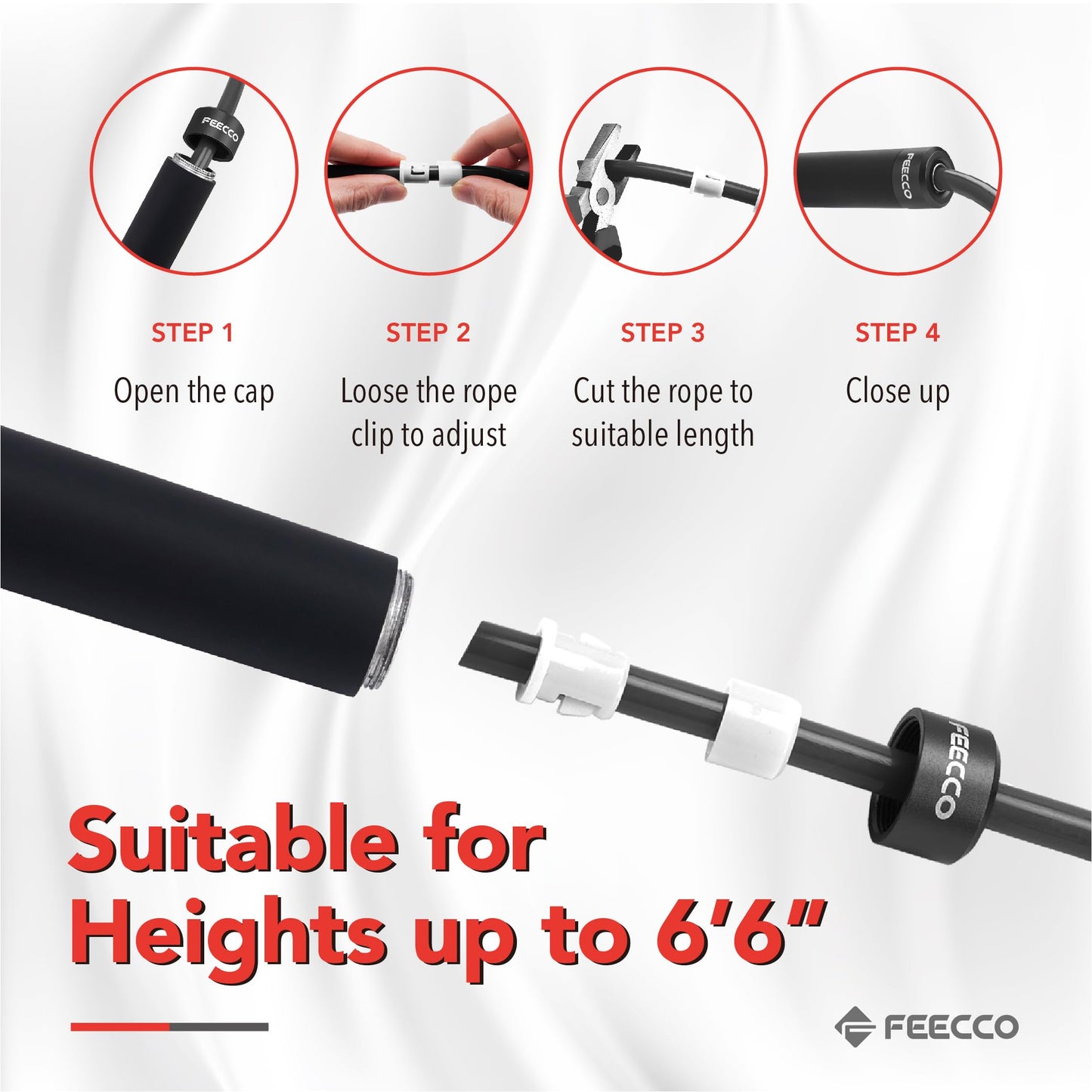 FEECCO Weighted Jump Rope for Men, 9mm PVC Rope with Metal Handles and Ball Bearings