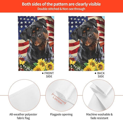 Rottweiler American Flag Patriotic Dog Garden Flag Welcome Party Outdoor Outside Decorations Picks Home House Garden Yard Decor 12x18 Inch