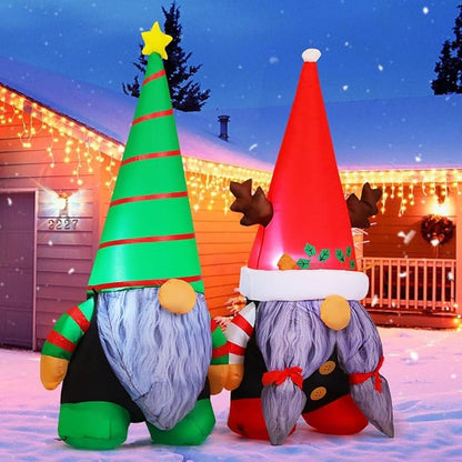 GOOSH 5.4 FT Christmas Inflatables Gnome Outdoor Decoration Blow Up Yard with Built-in LEDs for Garden Lawn Indoor Party Decor