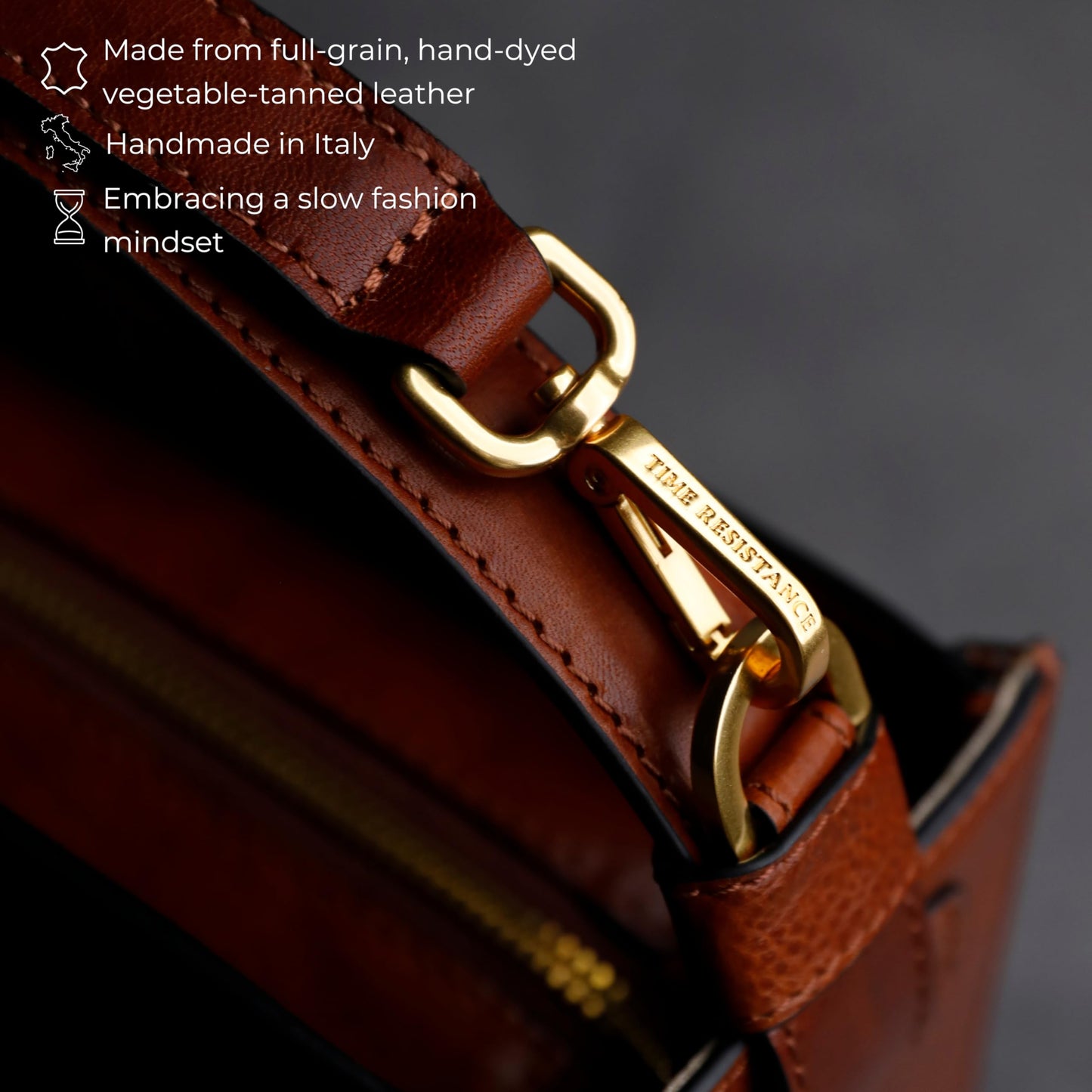 Time Resistance Leather Handbag - Full-Grain Leather Purse for Women - Tote Bag with Detachable Shoulder Strap (Cognac Brown)