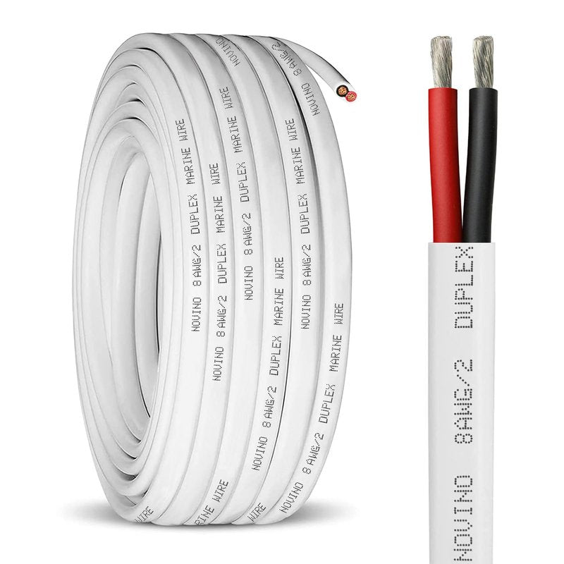 8 Gauge Marine Wire 8 AWG 30ft Duplex Marine Grade Wire Tinned Copper Heavy Duty Sheathed Cable for Boat/Automotive/RV/Camper/Trailer