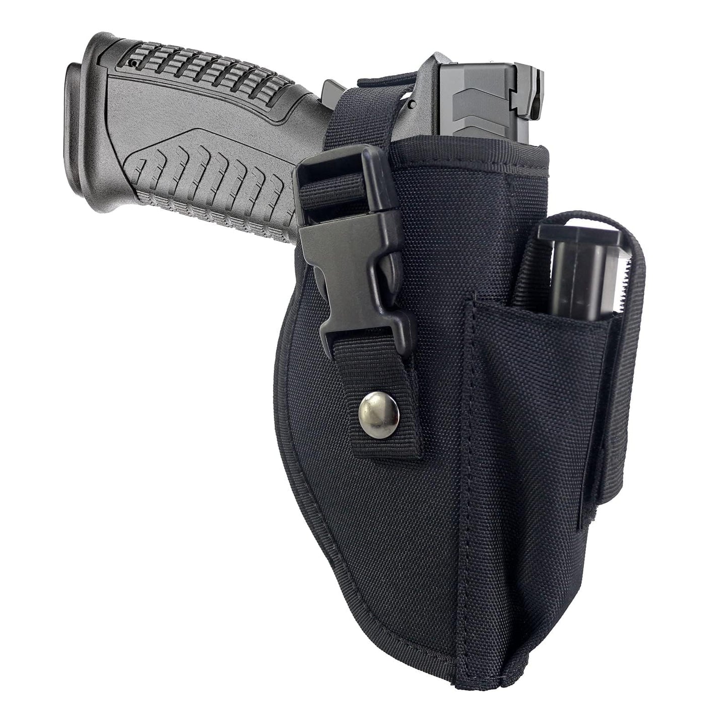 Bursport Tactical Belt Holster with Mag Pouch and Metal Clip Universal Outside The Waistband Handgun Holster Black