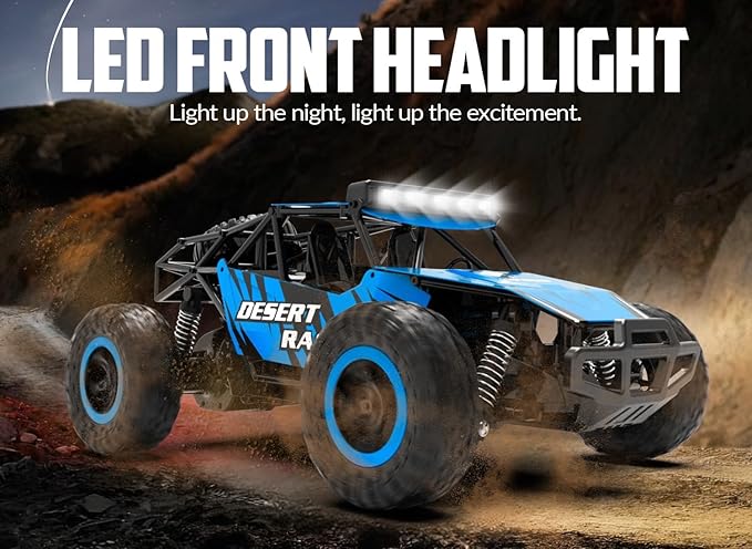 RACENT Remote Control Cars for Adults - 1:16 Scale 20kph Fast RC Truck All Terrain Off-Road Monster Truck for Adults with 2 Rechargeable Batteries (Blue)