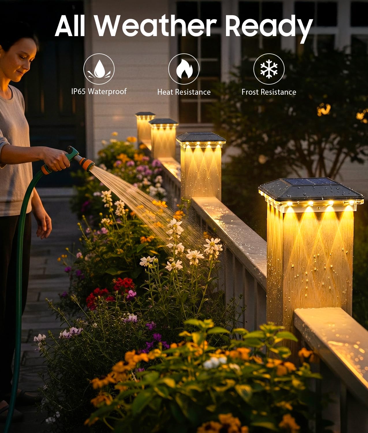 ENSLI 6 Pack 4x4 Solar Post Cap Lights Outdoor, 3 Modes 16 LEDs Fence Post Solar Lights, Focused Lens Deck Fence Post Lights Solar Powered Waterproof Fits 4x4 3.5x3.5 Vinyl Wooden Posts for Deck Porch