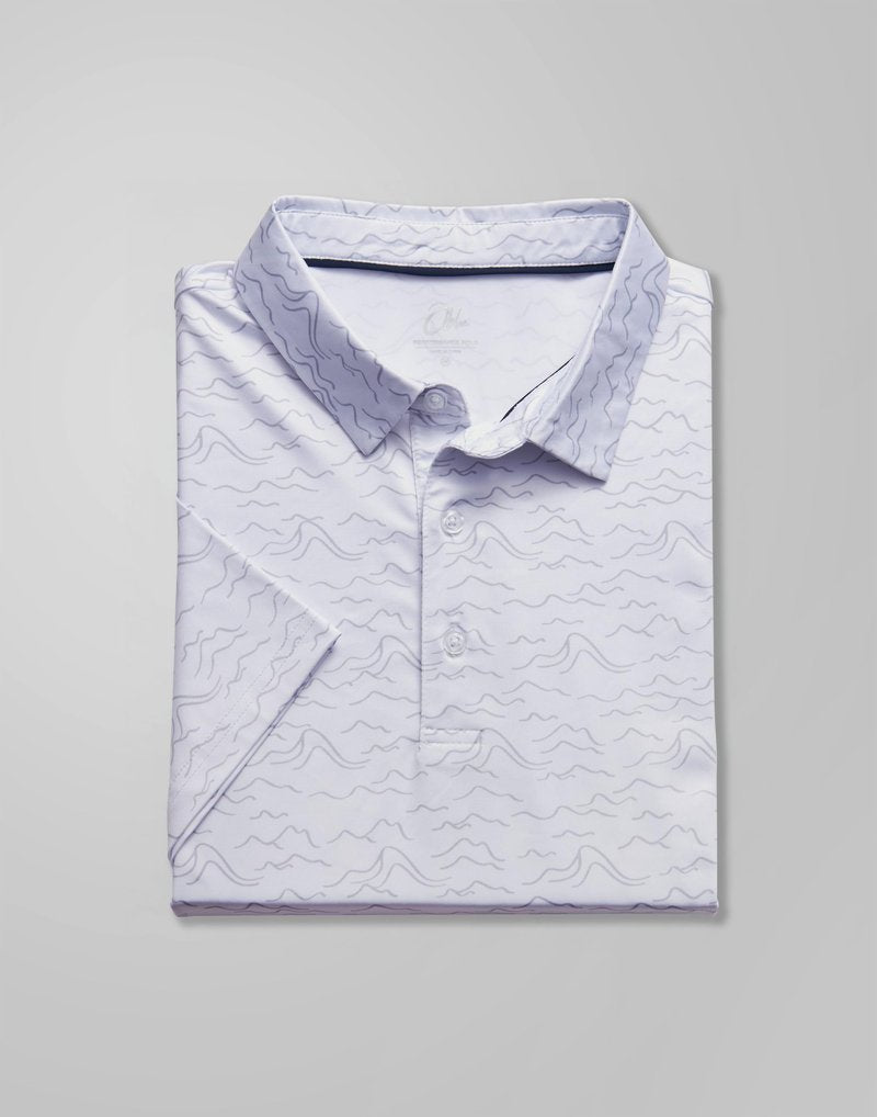 Obla Mens Golf Polo Shirts Short Sleeve Dry Fit Performance Moisture Wicking Casual Print Collared Golf Shirts for Men (White Peak_S)