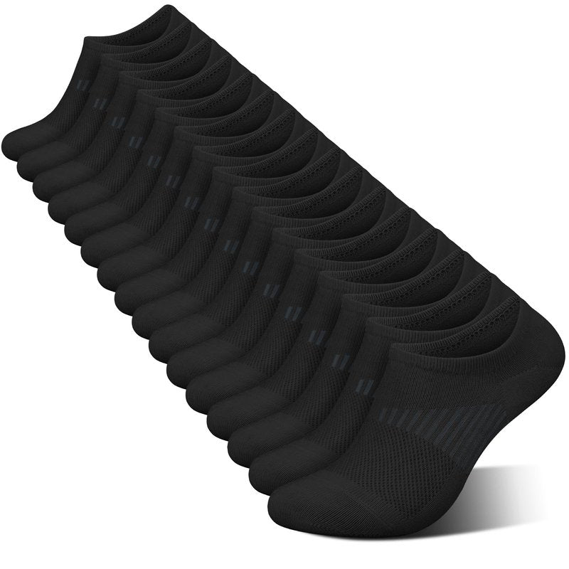 wernies No Show Socks Womens 8 Pairs, Ankle Non Slip Low Short Invisible Thin Liner Socks Black 5-8