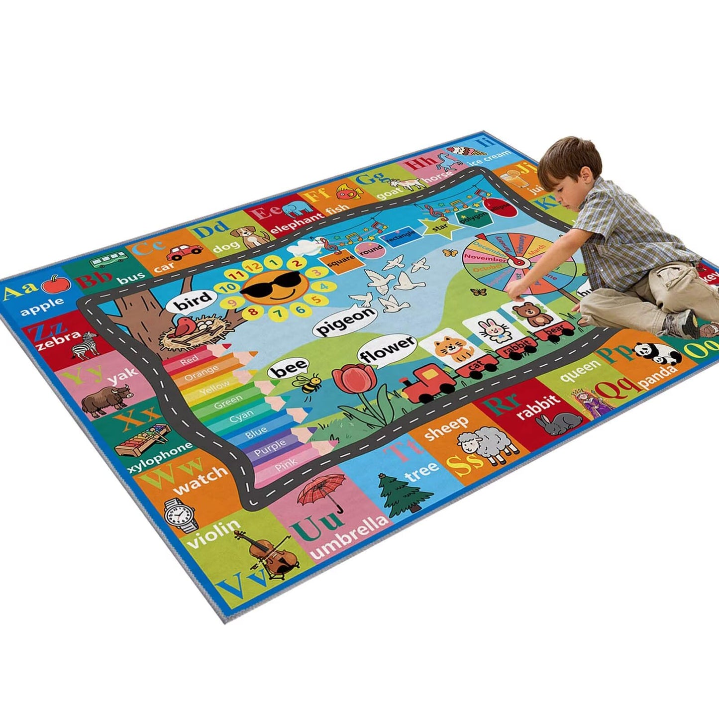 TYKTZXY ABC Rug 63x95inch, Non-Slip Alphabet Carpet, Educational Learning Mat for Preschool Classroom & Playroom