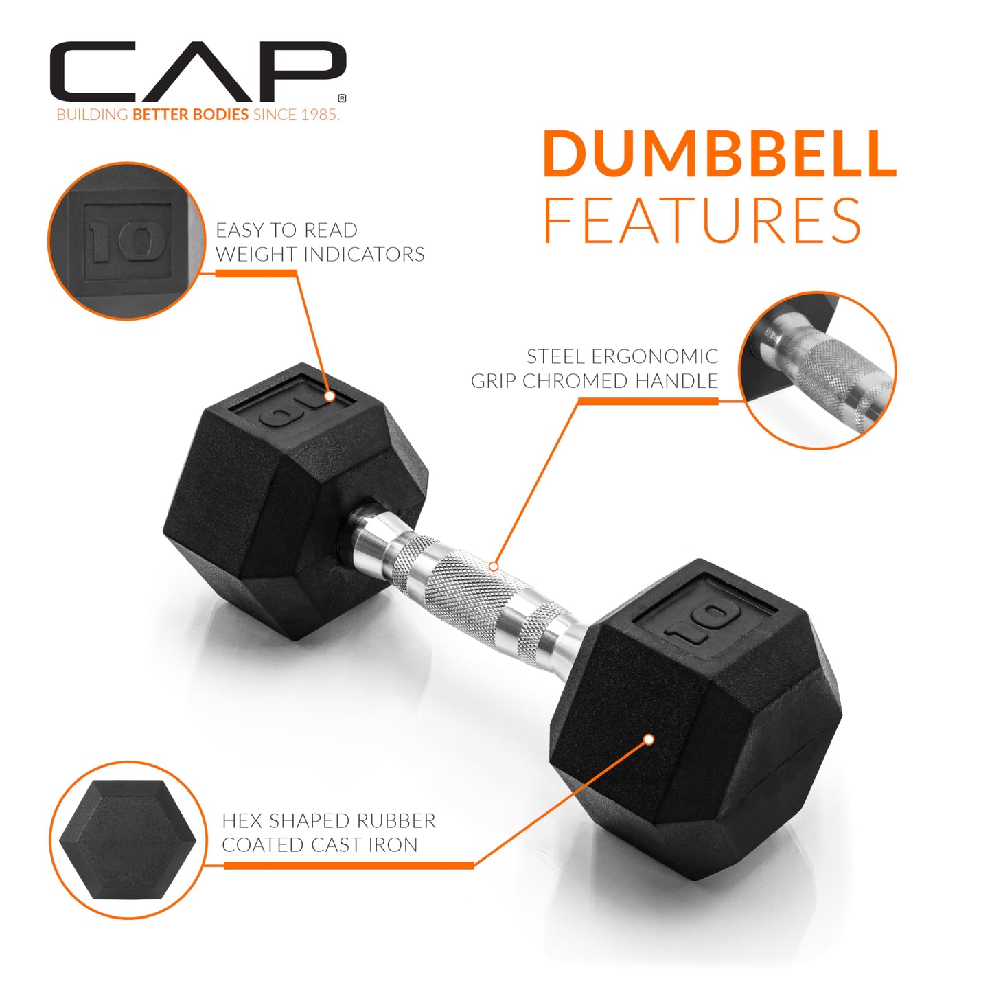 CAP Barbell Coated Dumbbell Weight | Multiple Options Pairs & Sets