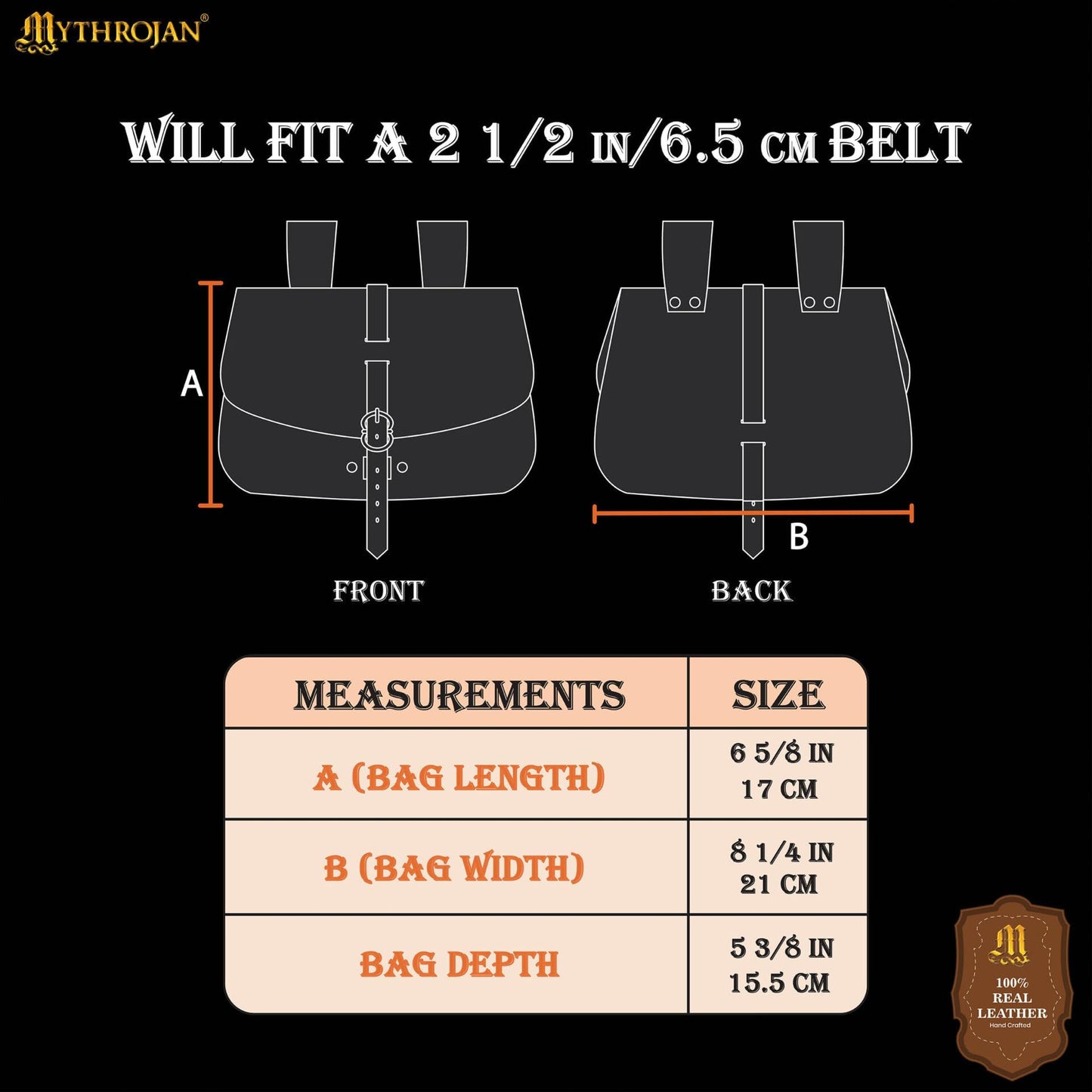 Mythrojan Medieval Leather Belt Pouch Vintage Waist Bag for LARP, Renaissance Fairs, Costumes, Cellphone Holder, Travel Wallet, Fanny Pack, Holster Purse Durable & Stylish Pouch - Brown, 6.2" x 7"