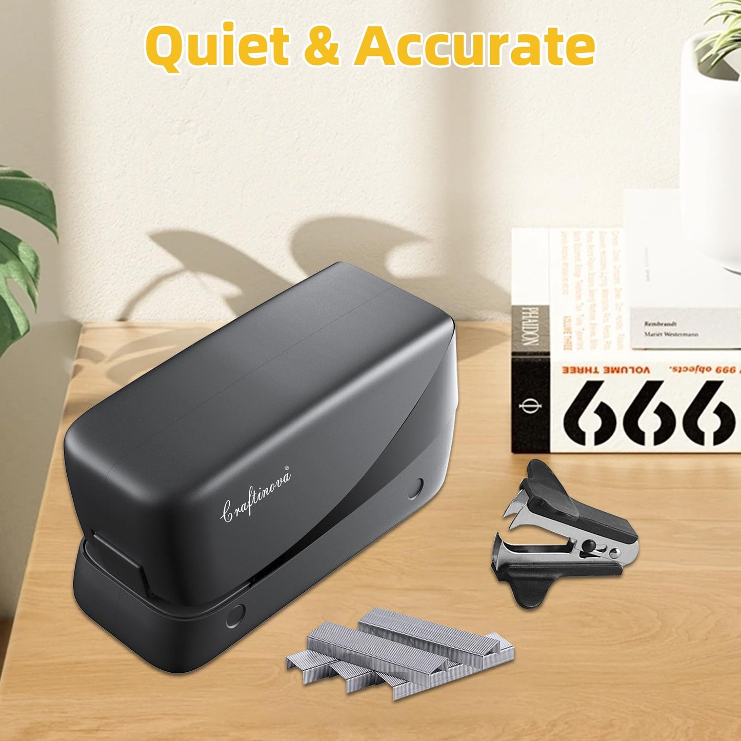 Craftinova Electric Stapler, 25 Sheet Automatic Stapler, Include 2000 Staples and 1 Staple Remover, Jam Free, Professional and Home Office，Battery not Included，AC or Battery Powered