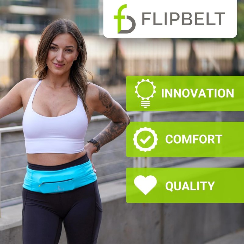 FlipBelt Zipper Running Belt - Comfortable Waist Pack for Fitness & Running | Adjustable Size