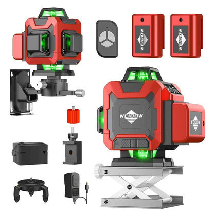 Laser Level WEIDDW 4D 16 Lines Laser Level 4x360 Self Leveling Tool for Construction and Picture Handing Green Cross Line Vertical and Horizontal Line leveler Tool (Size L)