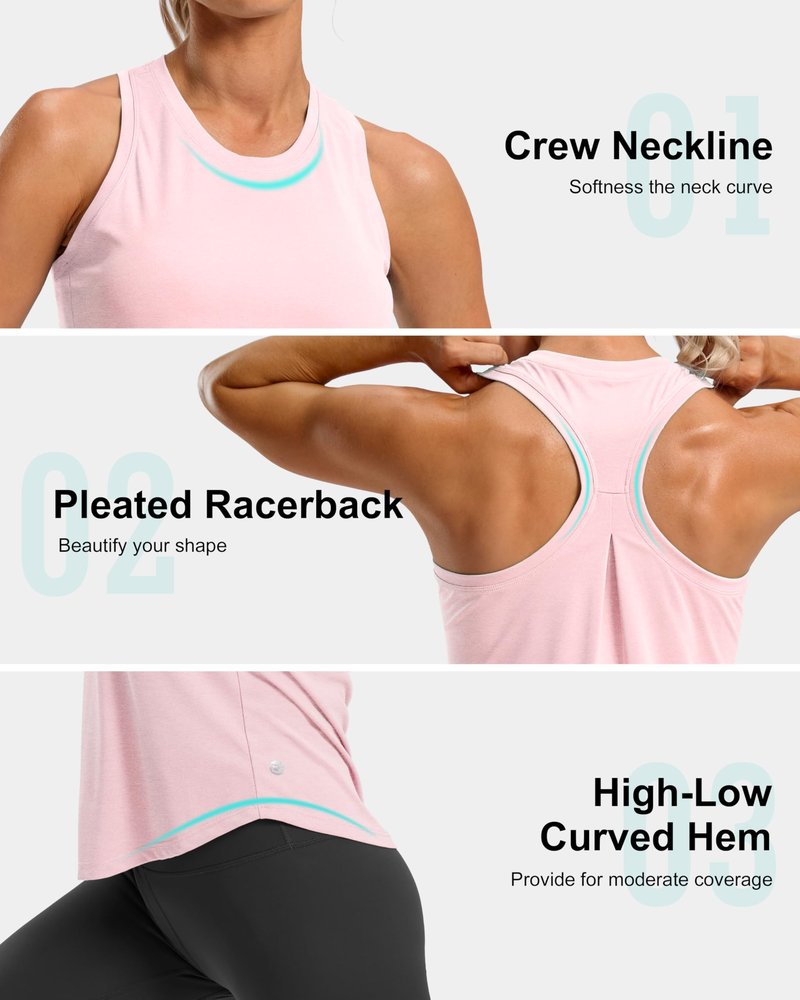 G Gradual Women's Workout Tank Tops Racerback Athletic Yoga Tops Loose Fit Sleeveless Running Gym Sports Shirts for Women(Pink,XXL)