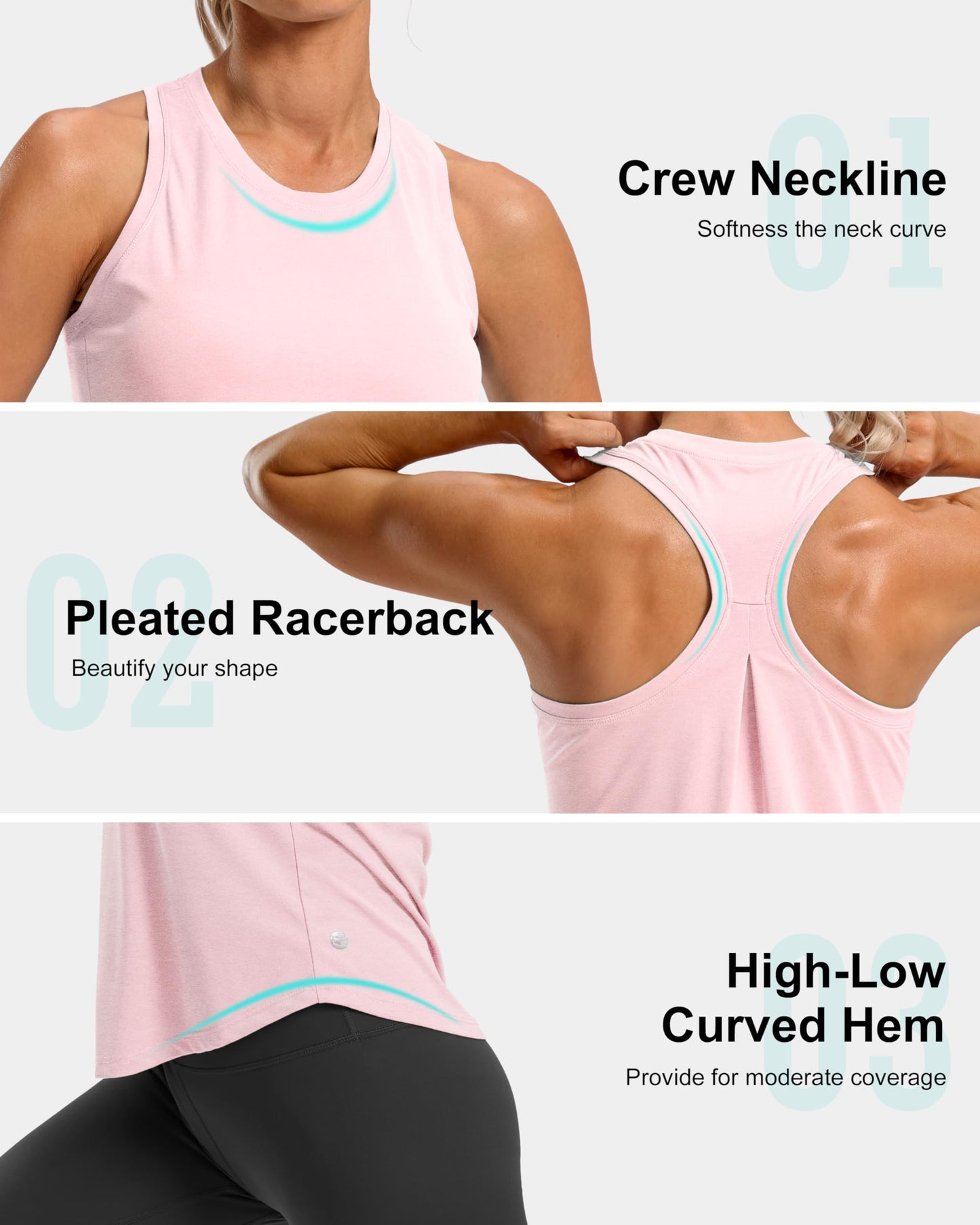 G Gradual Women's Workout Tank Tops Racerback Athletic Yoga Tops Loose Fit Sleeveless Running Gym Sports Shirts for Women(Pink,M)