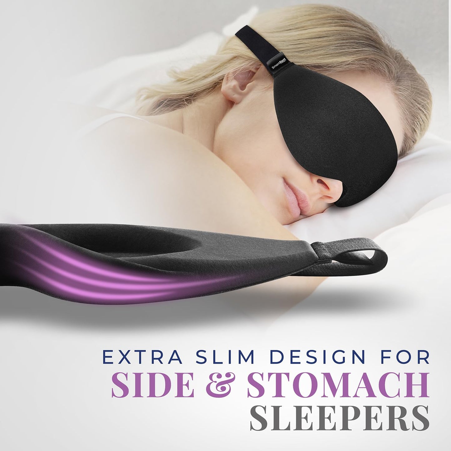 Sleep Mask [2 Pack] - Eye Mask for Sleeping - Patented, Contoured, 100% Blackout, Zero Pressure Sleeping Masks for Women and Men, Blindfold and Eye Covers - S2 Black