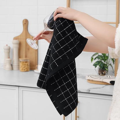 Homaxy 100% Cotton Terry Kitchen Towels, Checkered Designed, Soft and Super