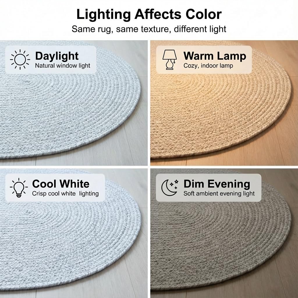 Super Area Rugs 3X5 Farmhouse Braided Rug Cotton Kitchen Reversible Carpet, Gray & White, 3' X 5' Oval