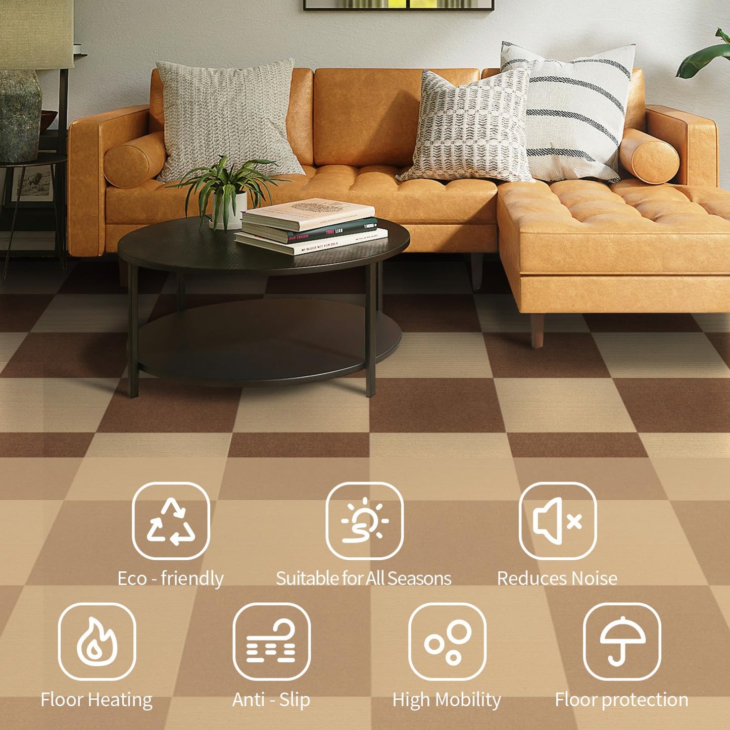 AKIVIDA Carpet Tiles Peel and Stick, 12”x 12” Non-Slip Self Adhesive Squares Carpet Floor Tile, 10Pcs DIY Reusable Waterproof Carpet for Gym Living Room Bedroom
