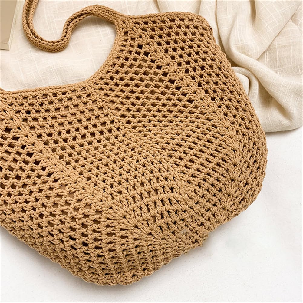 Beach Tote Bag for Women Crochet Purse Large Summer Hobo Woven Shoulder Handbag for Vacation